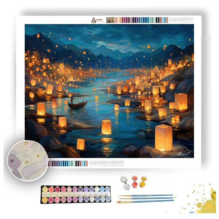 LANTERN RIVER NIGHT - Paint by Numbers Full Kit