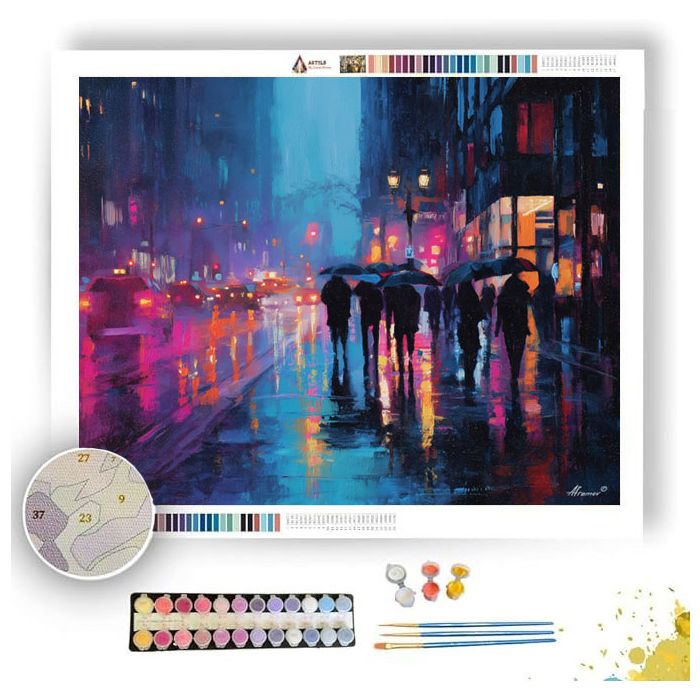 CITY RAIN REFLECTIONS - Paint by Numbers Full Kit