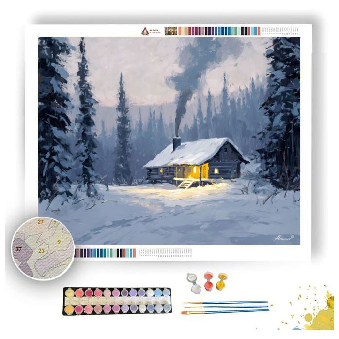 WINTER CABIN LIGHTS - Paint by Numbers Full Kit