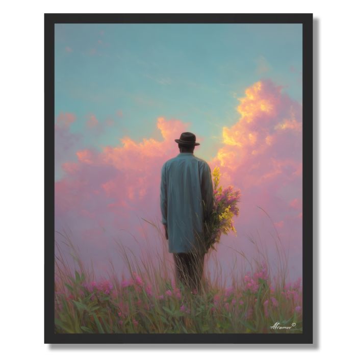 MAN WITH FLOWERS - FRAMED