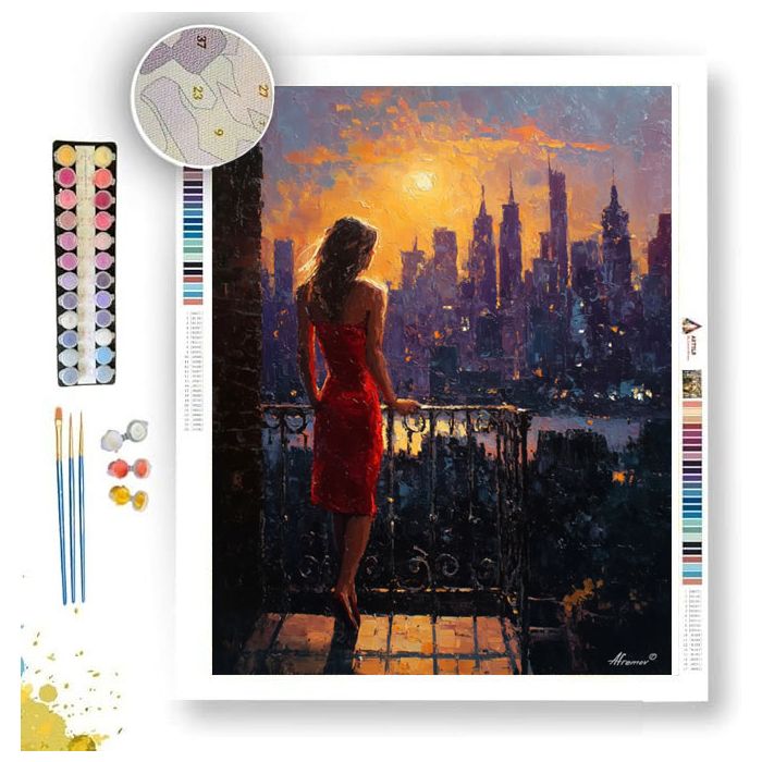WOMAN ON BALCONY - Paint by Numbers Full Kit