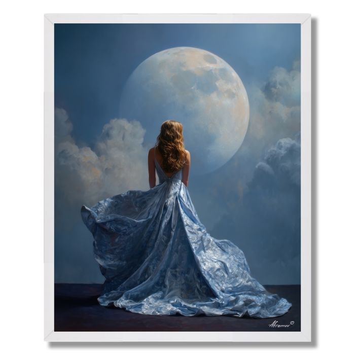 WOMAN AND MOON - FRAMED