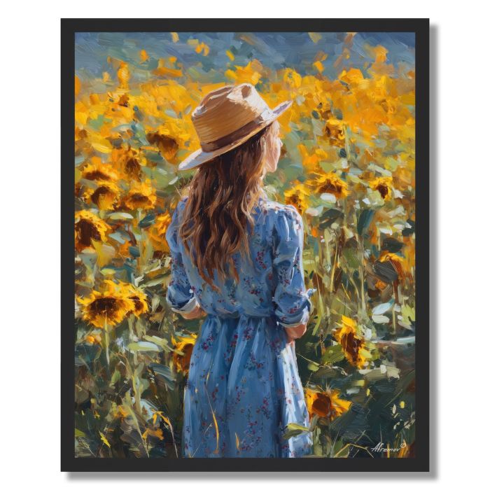 GIRL WITH A STRAW HAT - FRAMED