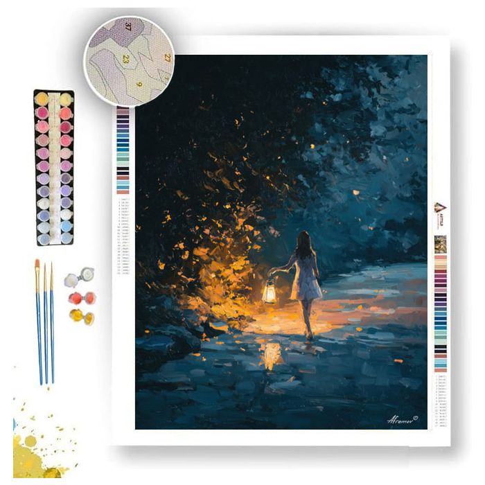 GIRL WITH LANTERN ROAD - Paint by Numbers Full Kit