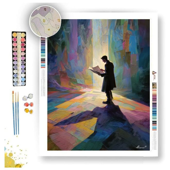 MAN WITH MAPS - Paint by Numbers Full Kit