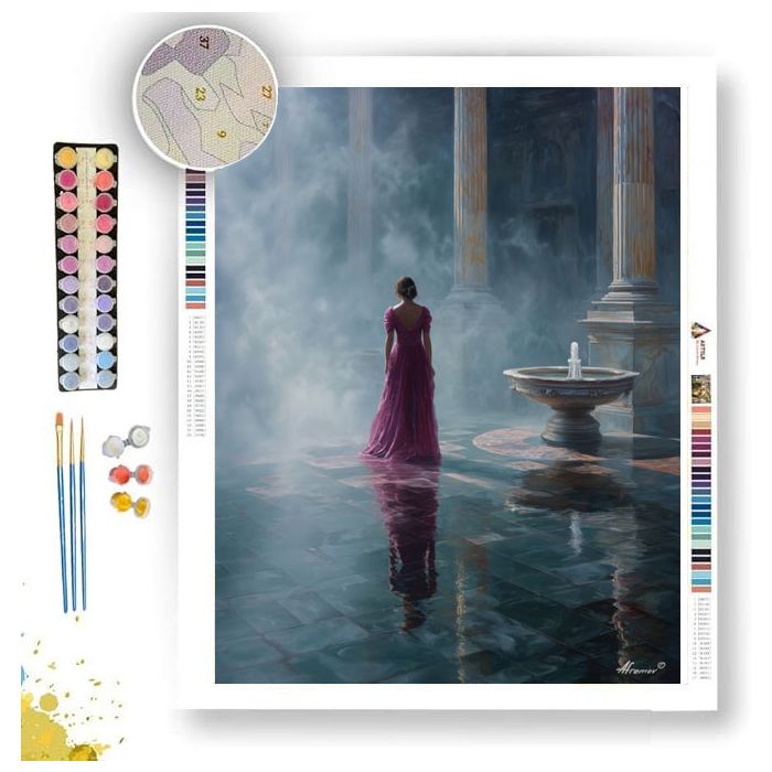 WOMAN BY FOUNTAIN - Paint by Numbers Full Kit