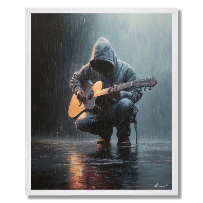 MUSICIAN UNDER RAIN - FRAMED