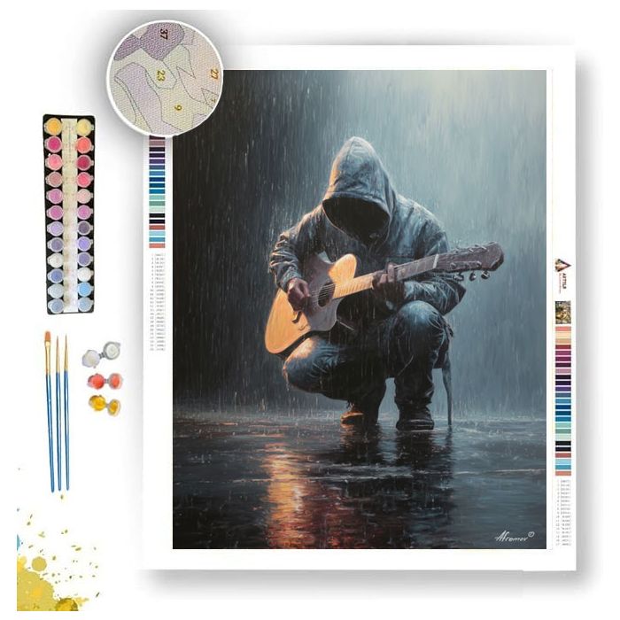 MUSICIAN UNDER RAIN - Paint by Numbers Full Kit