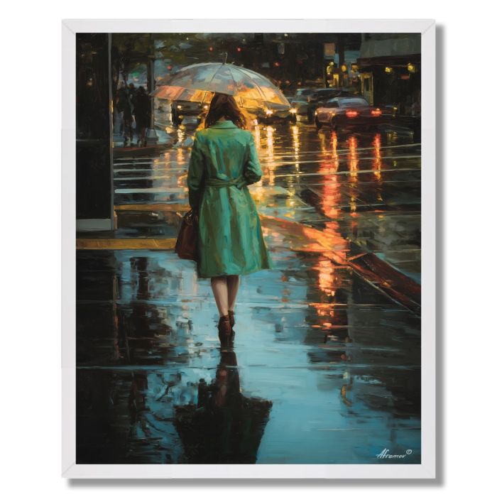 GREEN COAT WOMAN - FRAMED
