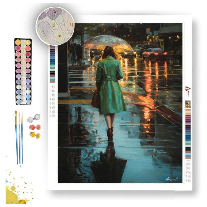 GREEN COAT WOMAN - Paint by Numbers Full Kit