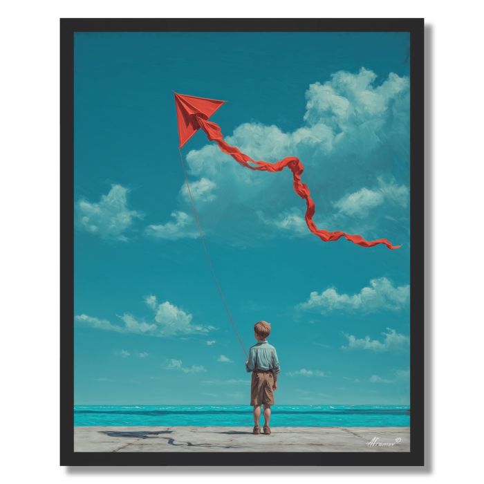 BOY AND KITE - FRAMED