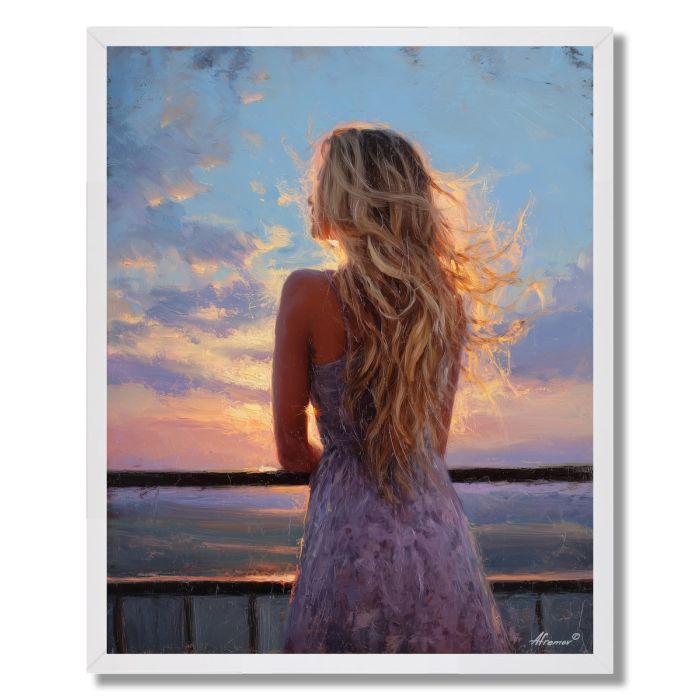 WOMAN ON THE BALCONY - FRAMED