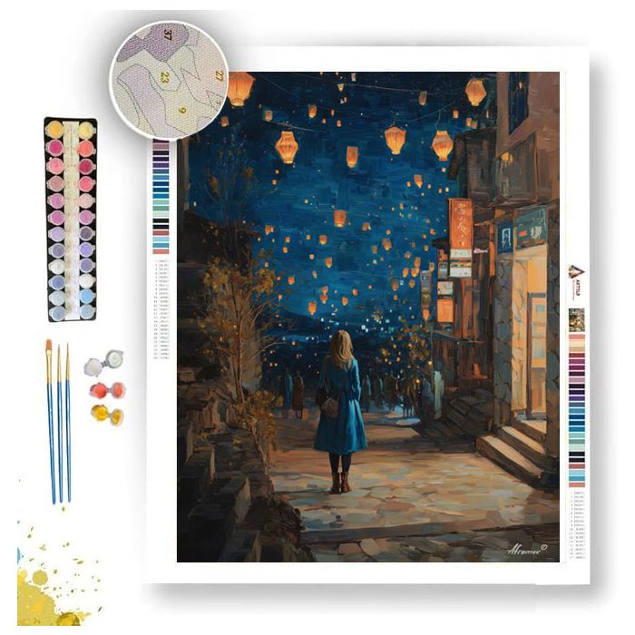 WOMAN IN BLUE NIGHT - Paint by Numbers Full Kit