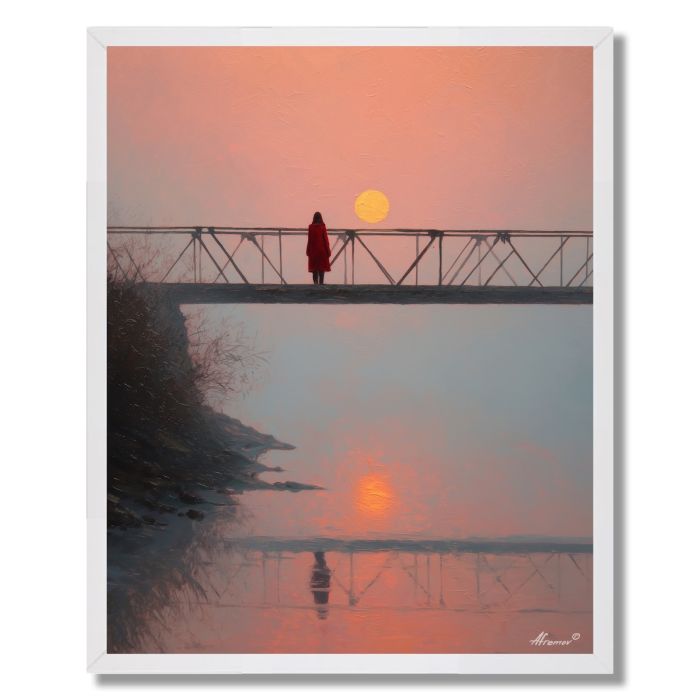 WOMAN ON BRIDGE - FRAMED