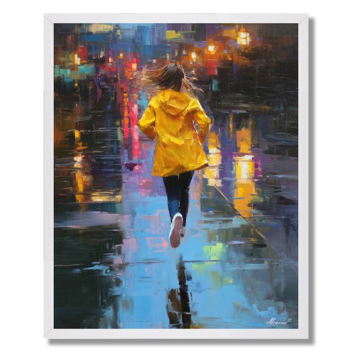 GIRL IN YELLOW RAINCOAT - FRAMED