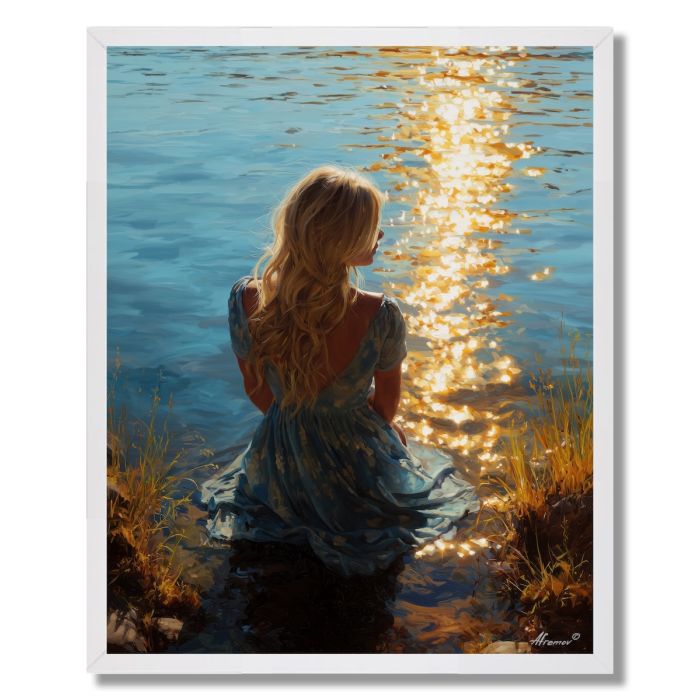 WOMAN BY THE LAKE - FRAMED