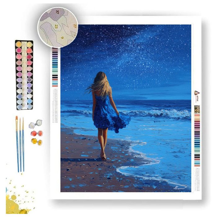 BLUE DRESS GIRL - Paint by Numbers Full Kit