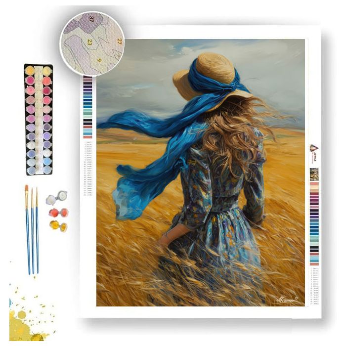 WOMAN WITH BLUE SCARF - Paint by Numbers Full Kit