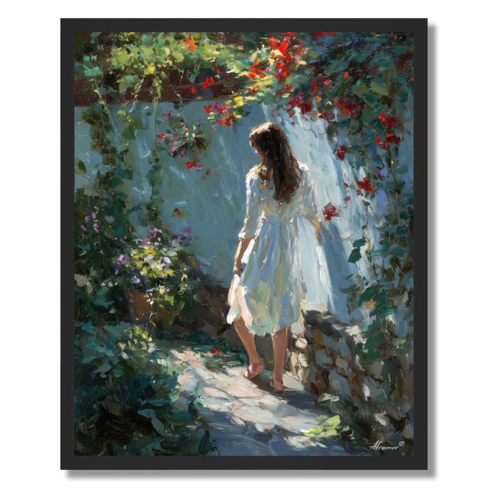 LADY IN WHITE DRESS - FRAMED