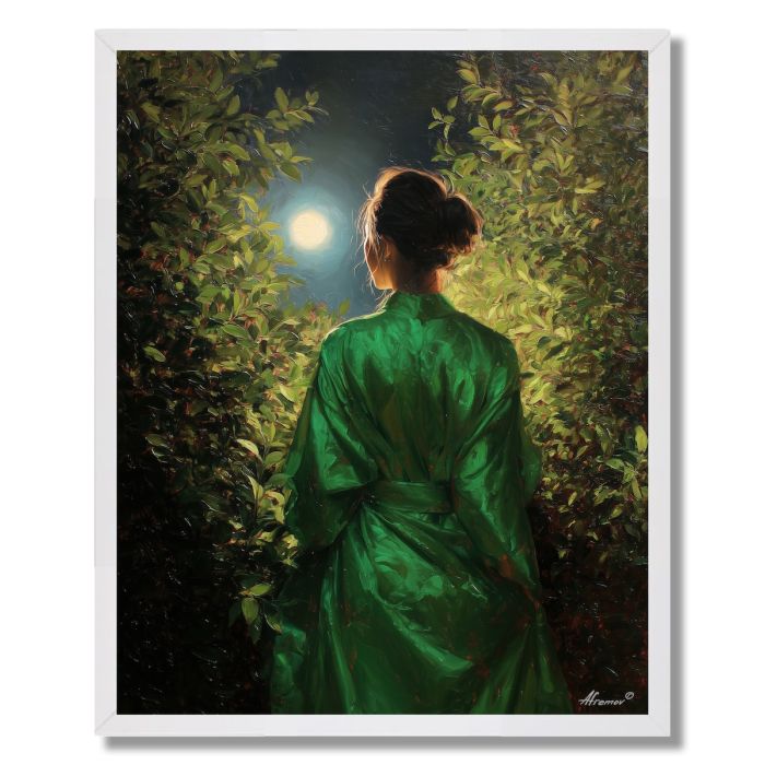 WOMAN IN GREEN SILK - FRAMED