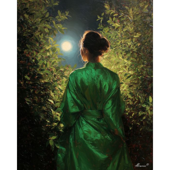 WOMAN IN GREEN SILK