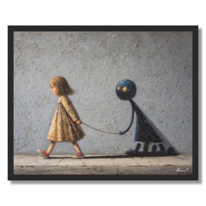 GIRL AND HER SHADOW FRIEND - FRAMED