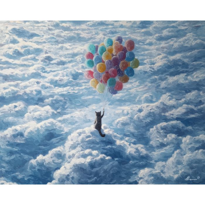 CAT WITH BALLOON CLOUDS