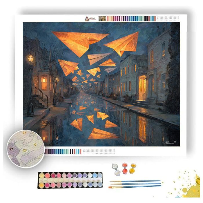 STREET OF PAPER AIRPLANES - Paint by Numbers Full Kit