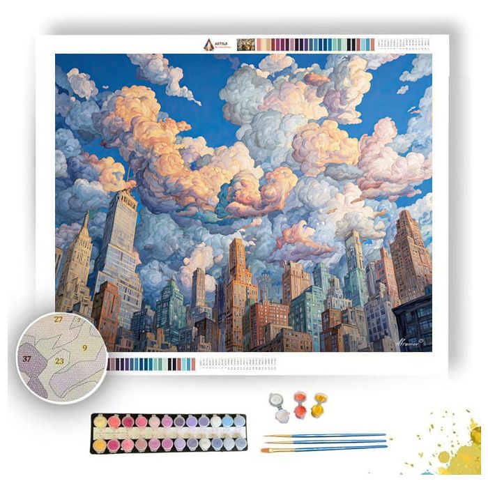 CITY UNDER CRAYON SKY - Paint by Numbers Full Kit