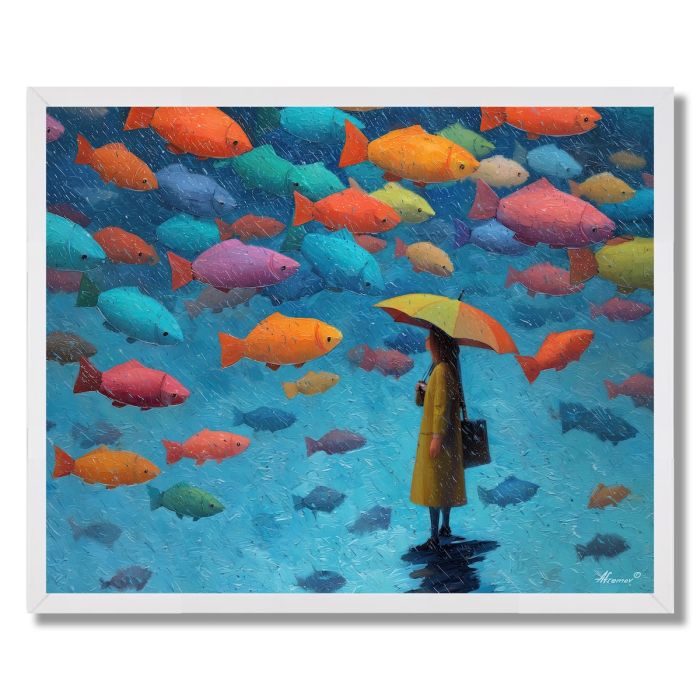 WOMAN AND RAINFISH - FRAMED