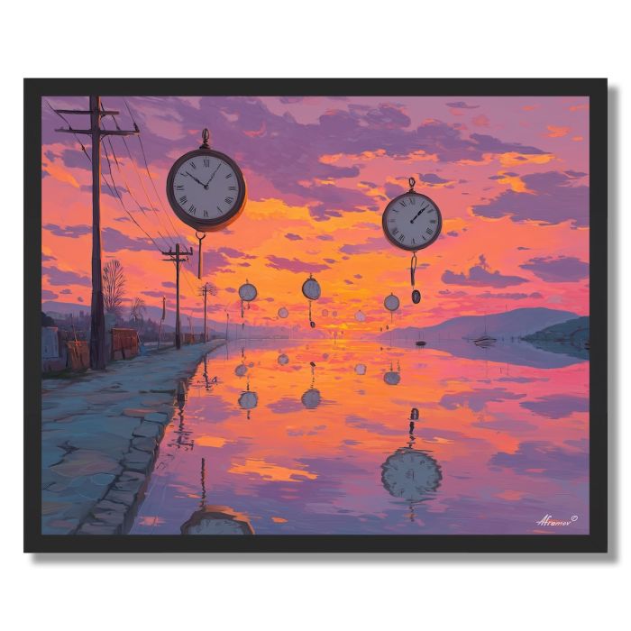 FLOATING CLOCK STREET - FRAMED