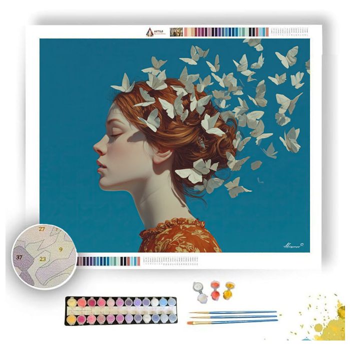 LADY WITH PAPER BUTTERFLIES - Paint by Numbers Full Kit