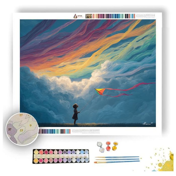 CHILD WITH RAINBOW KITE - Paint by Numbers Full Kit