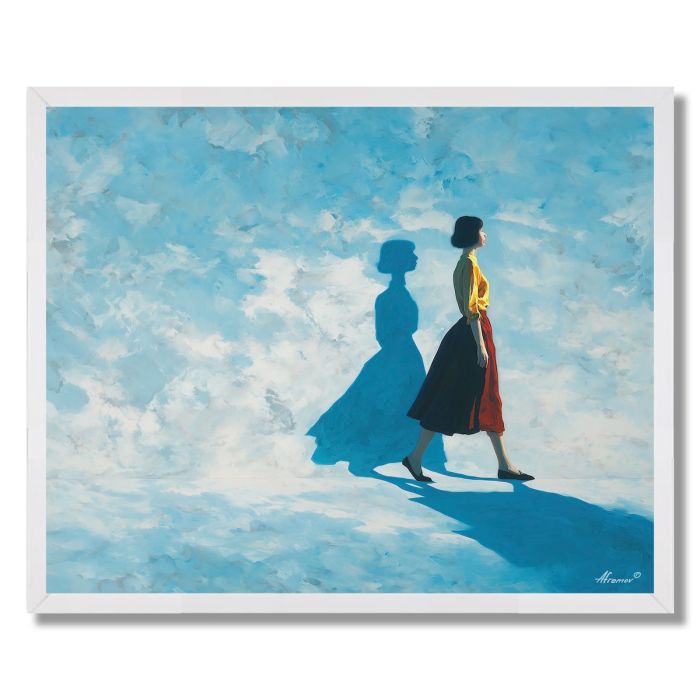 WOMAN AND HER SHADOW PAINTING - FRAMED