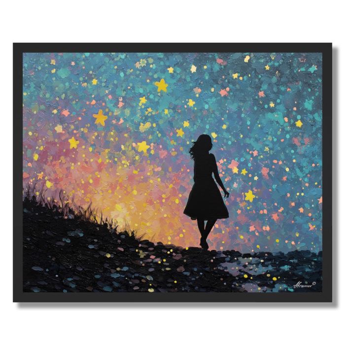 WOMAN WITH COLOR STARS - FRAMED