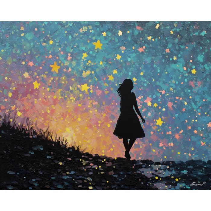 WOMAN WITH COLOR STARS