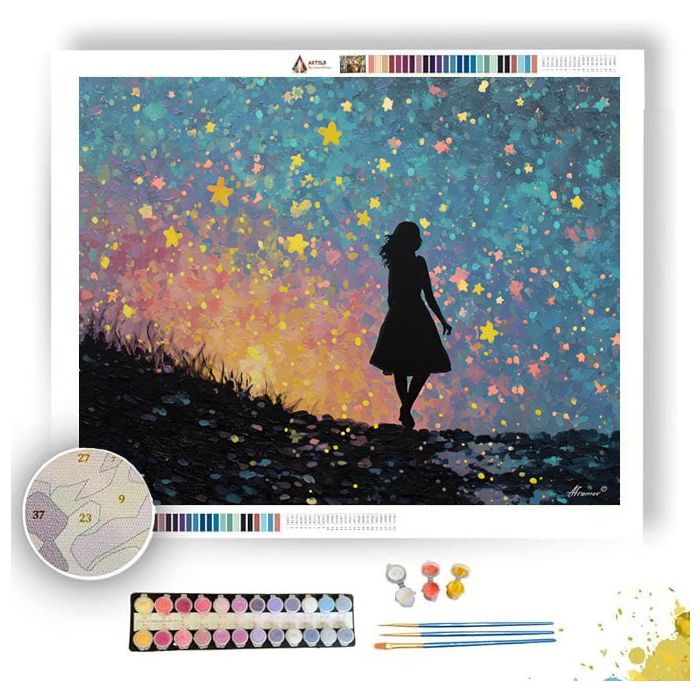 WOMAN WITH COLOR STARS - Paint by Numbers Full Kit
