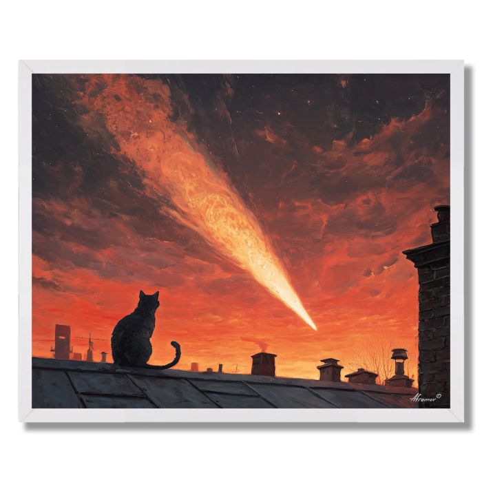 CAT AND COMET - FRAMED