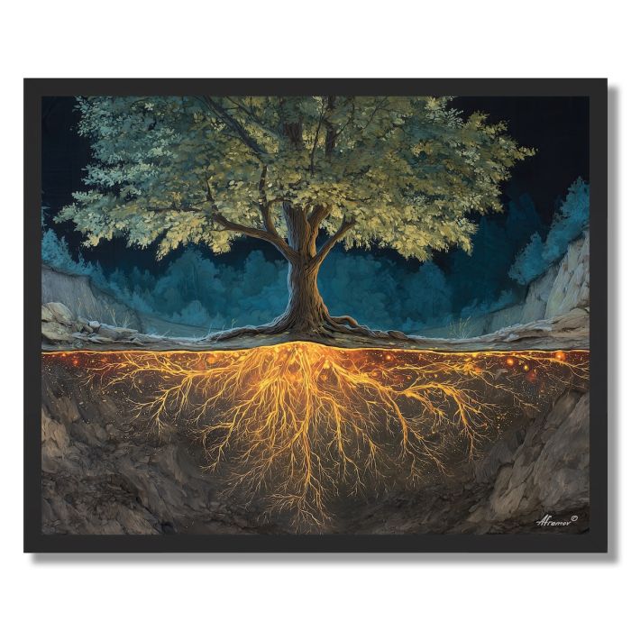 TREE WITH DRAWN ROOTS - FRAMED