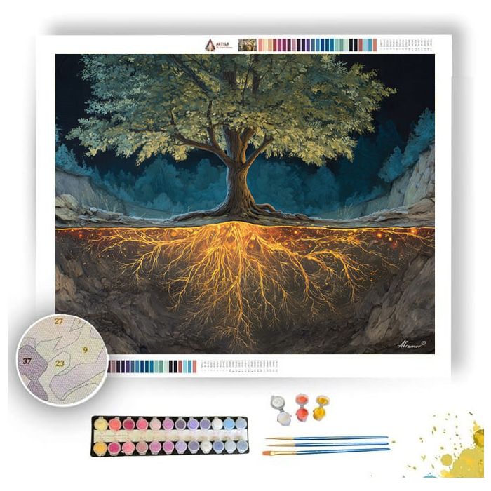 TREE WITH DRAWN ROOTS - Paint by Numbers Full Kit