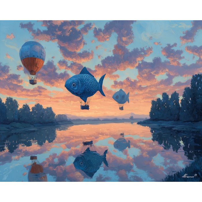 SUNSET WITH BALLOON FISH