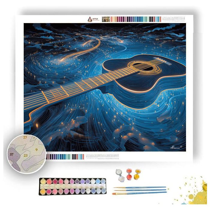 GLOWING GUITAR TRAILS - Paint by Numbers Full Kit