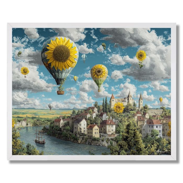SUNFLOWER BALLOONS - FRAMED
