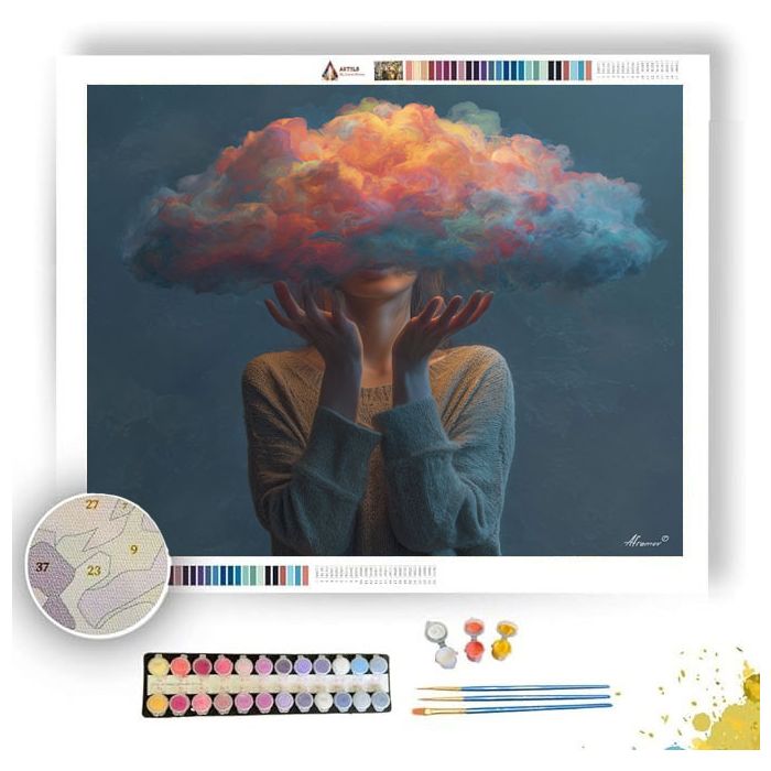 WOMAN WITH COLOR CLOUD - Paint by Numbers Full Kit