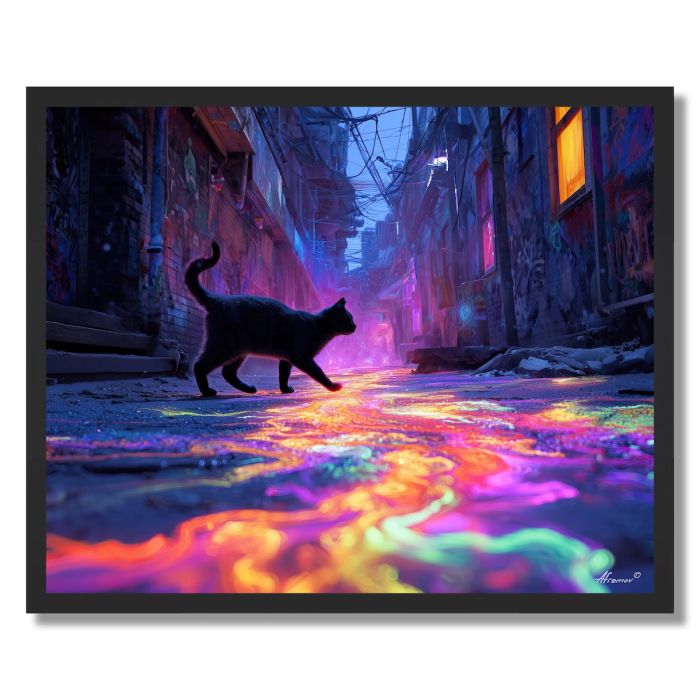 CAT ON COLOR STREET - FRAMED