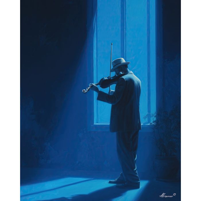 MUSICIAN IN BLUE ROOM