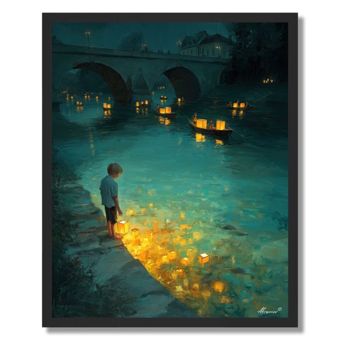 CHILD BY RIVER LIGHT - FRAMED