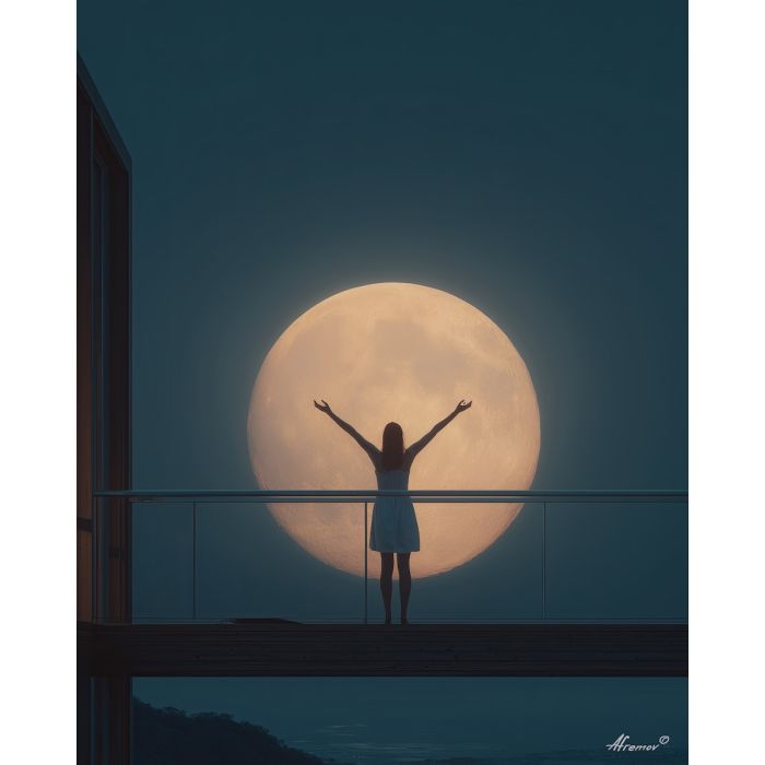 WOMAN SINGING TO THE MOON