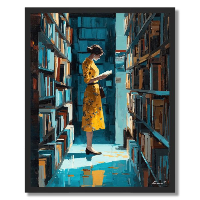 WOMAN IN THE BOOKSTORE - FRAMED