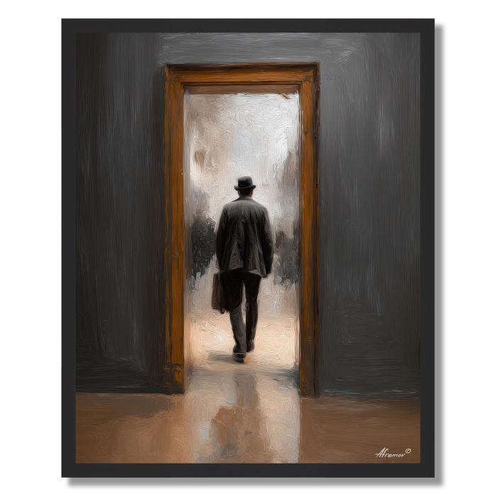 MAN WALKING THROUGH FRAME - FRAMED